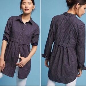 Maeve Purple Patterned Button Down Tunic